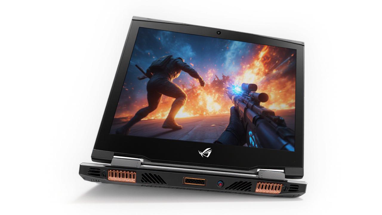 Side profile of the Vector Prime gaming laptop showing thin bezels and magnesium alloy chassis